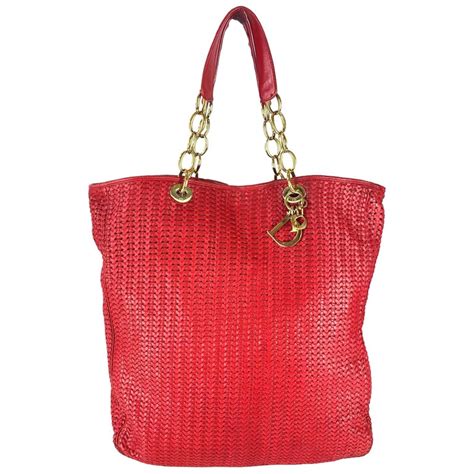 christian dior red packet|christian dior red woven bag.